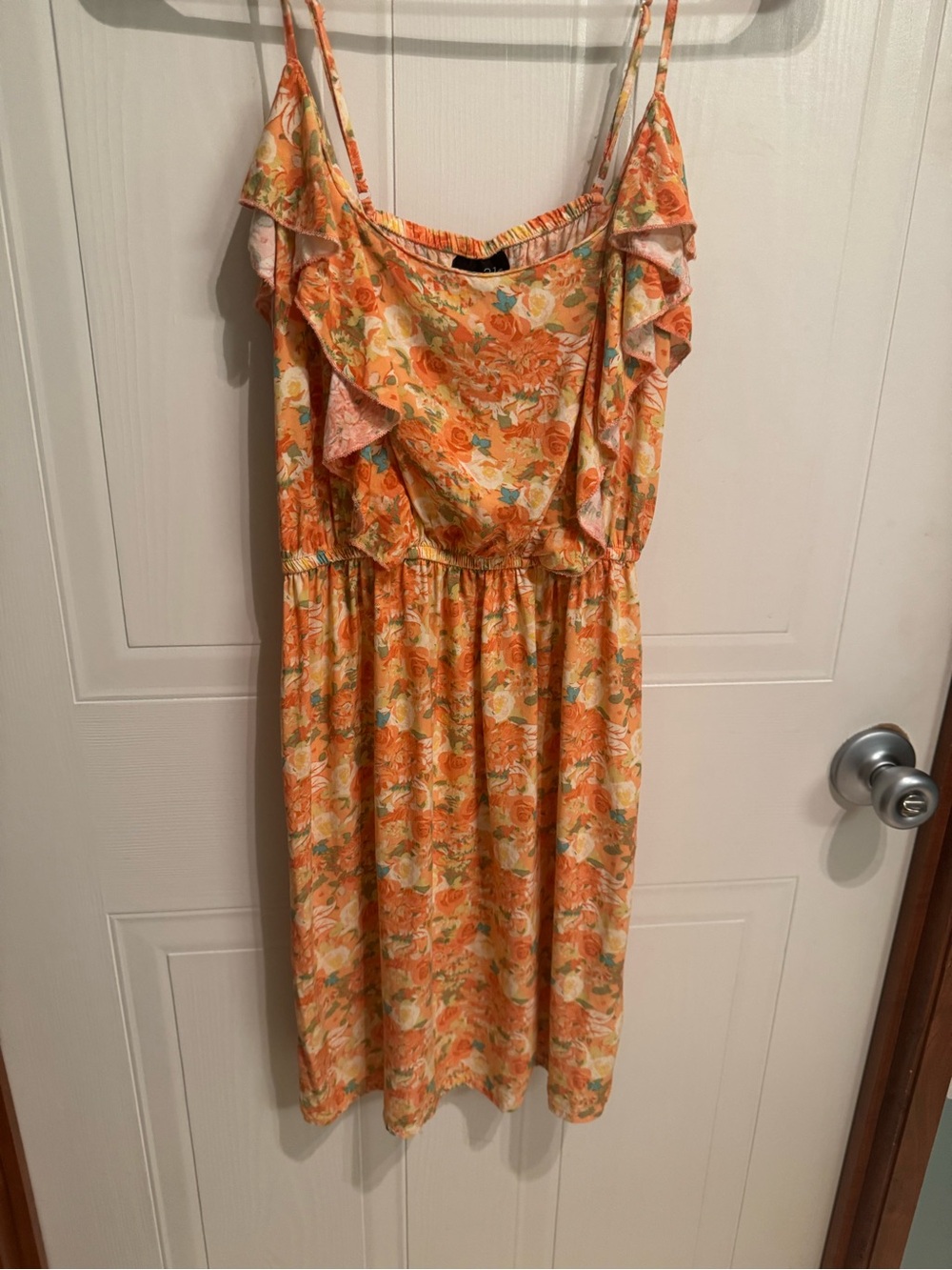 rue21 Peach Floral Ruffle Strap Dress